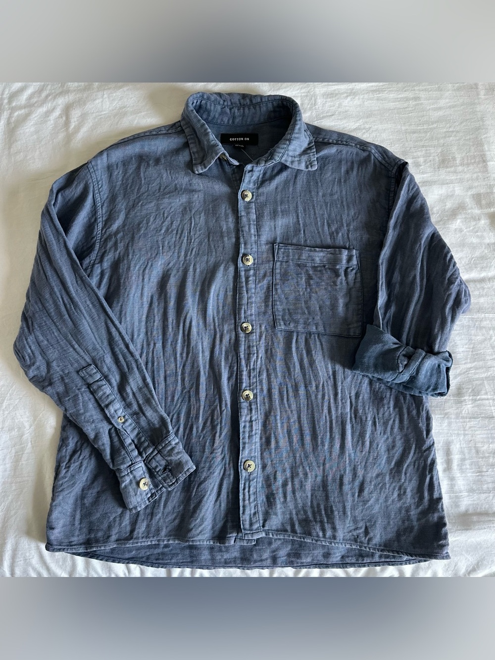 Cotton On Blue Button Up Womens Mens